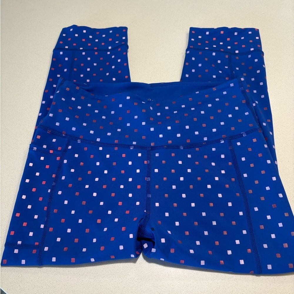 Lilly Pulitzer Luxletic Weekender HR Borealis Blue squared leggings size small